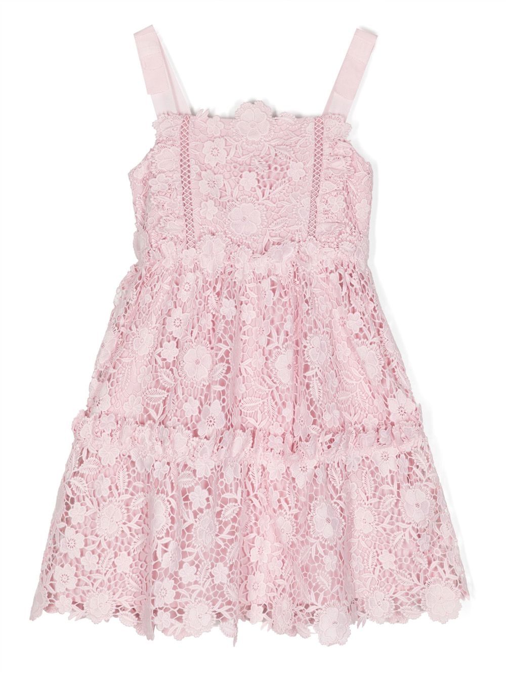 Shop Self-portrait Lace-pattern Mini Dress In Pink