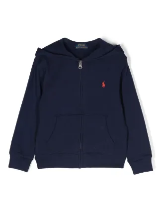 POLO RALPH LAUREN KIDS logo-embroidery zip-up Hoodie | Blue | FARFETCH