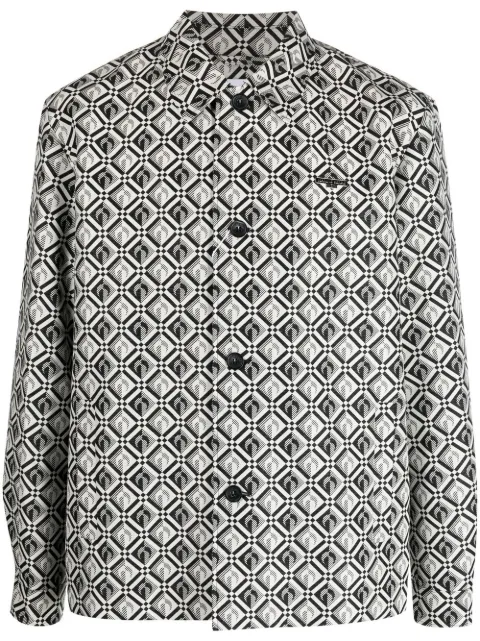 Marine Serre jacquard diamond-pattern long-sleeve shirt