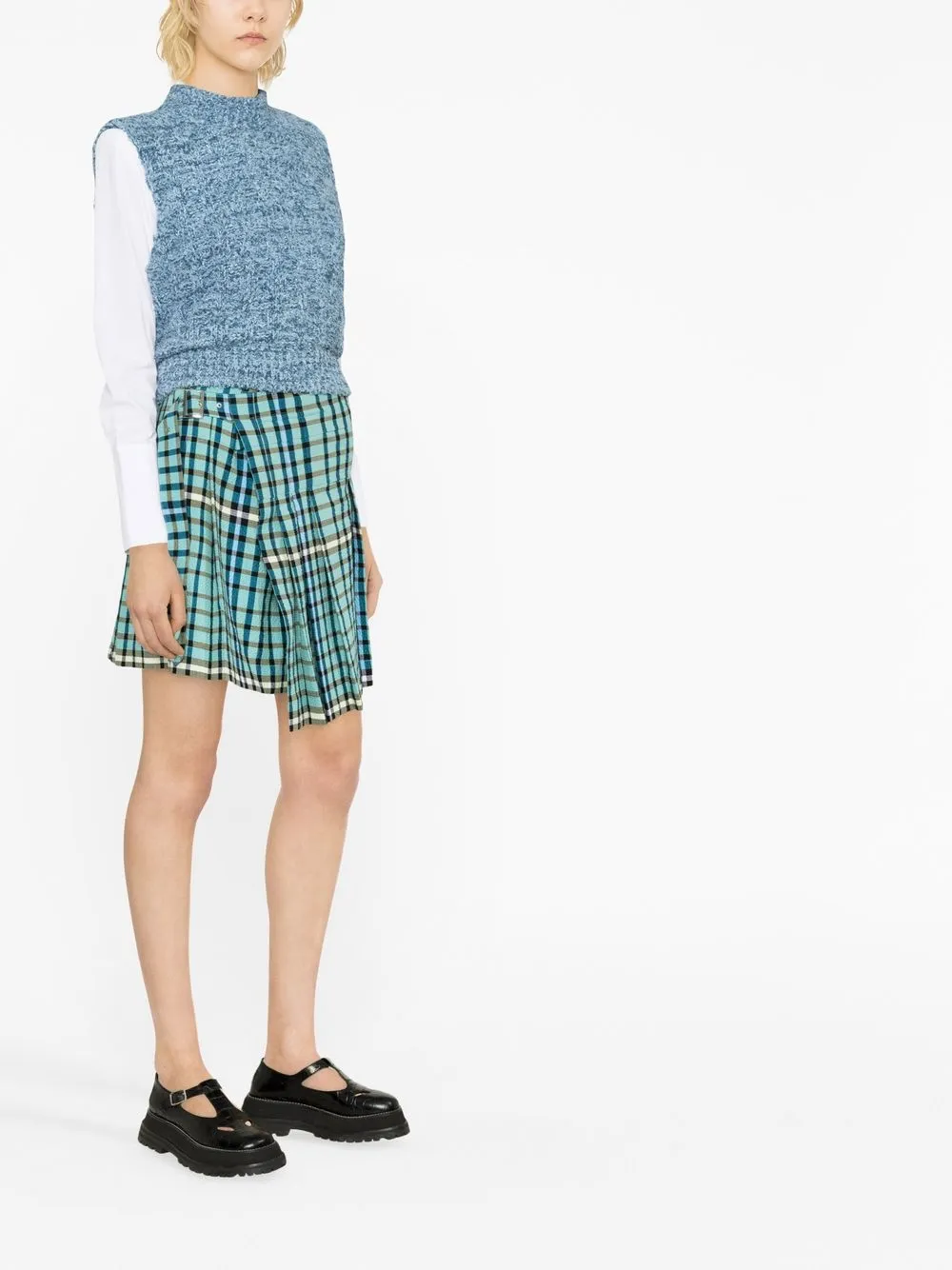 Shop Charles Jeffrey Loverboy Tartan-print Mini Kilt In Blau