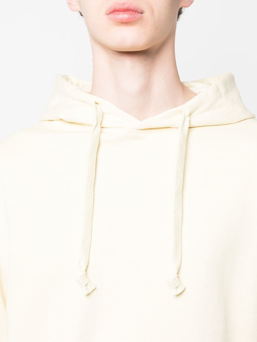 Shop Apc Logo-print Cotton Hoodie In Yellow