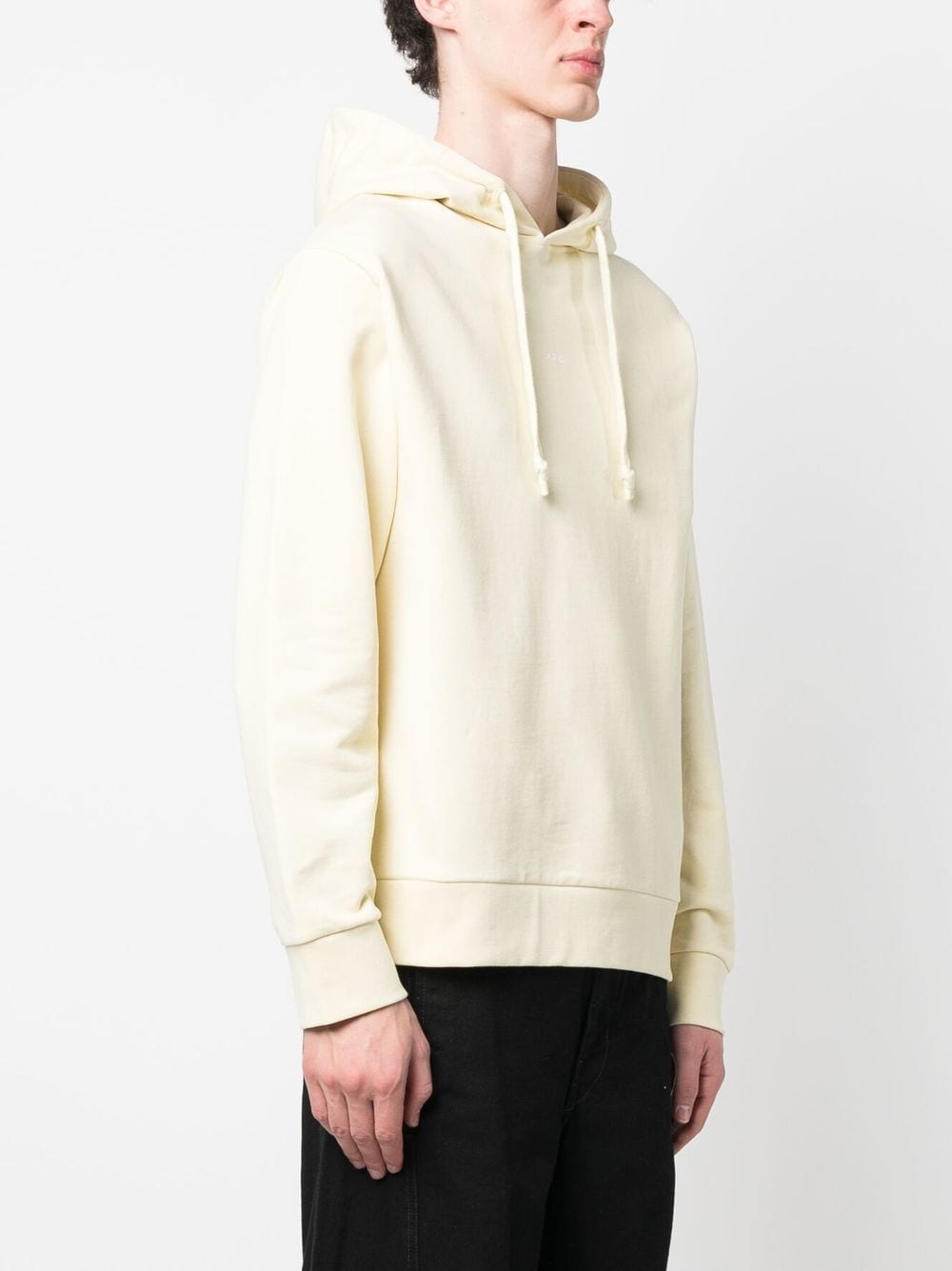 Shop Apc Logo-print Cotton Hoodie In Yellow