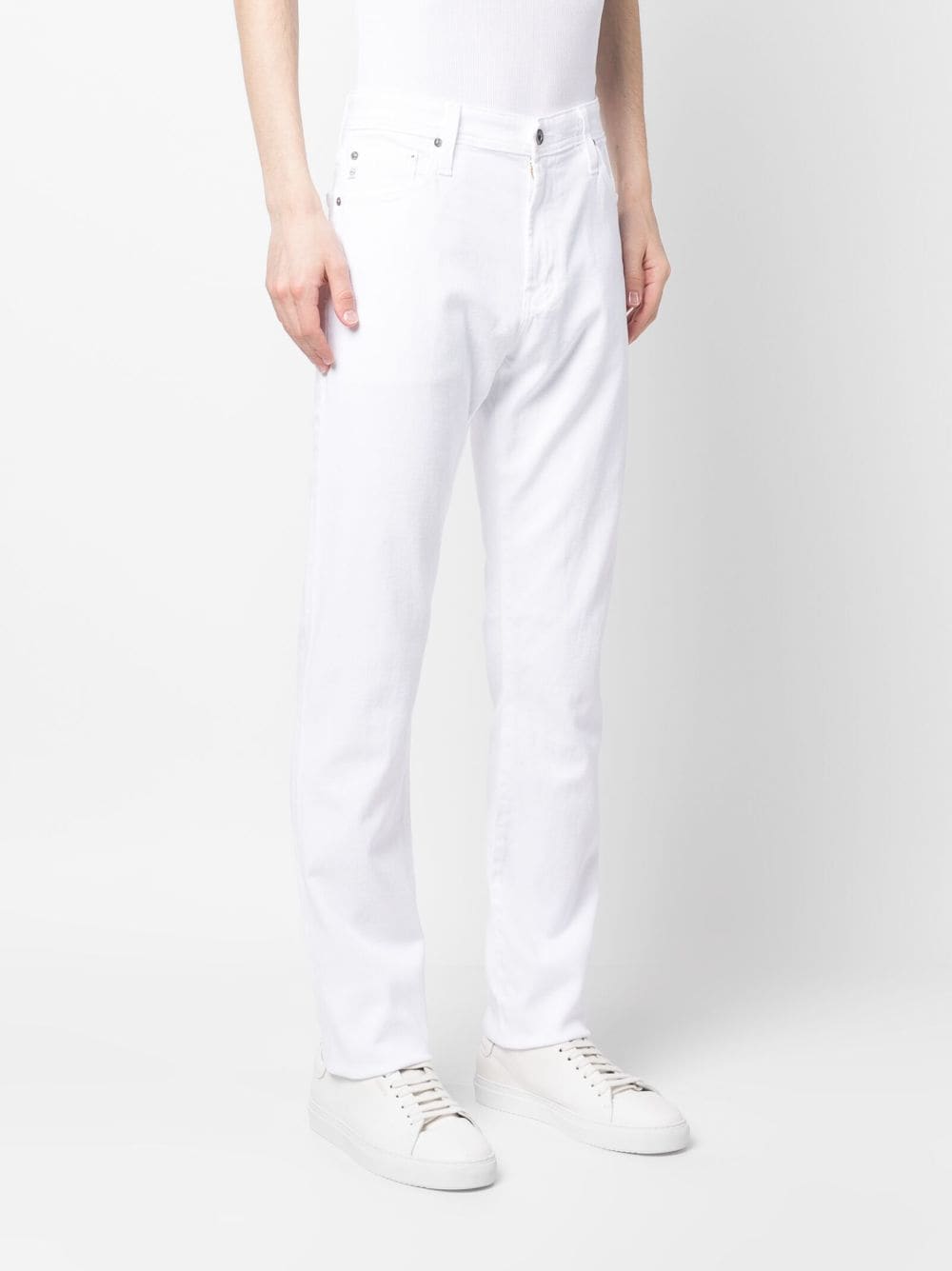 Shop Ag Logo-patch Straight-leg Jeans In White