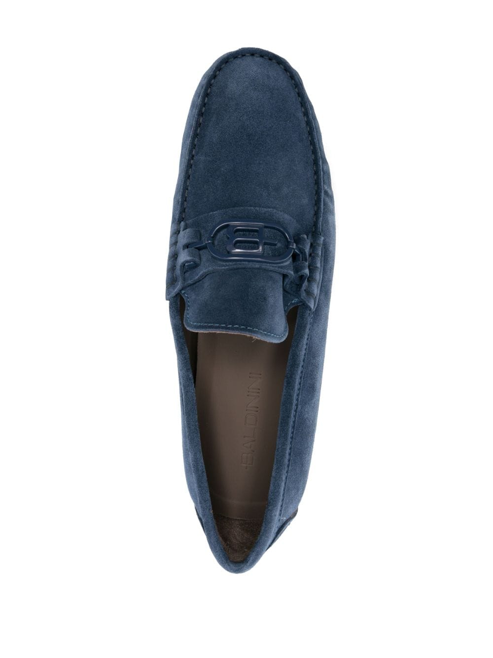 Shop Baldinini Logo-plaque Calf-leather Loafers In Blue