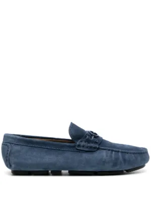 Baldinini logo-plaque Suede Loafers | Blue | FARFETCH display picture 3