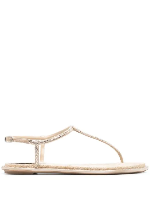 René Caovilla rope-detail high-shine sandals