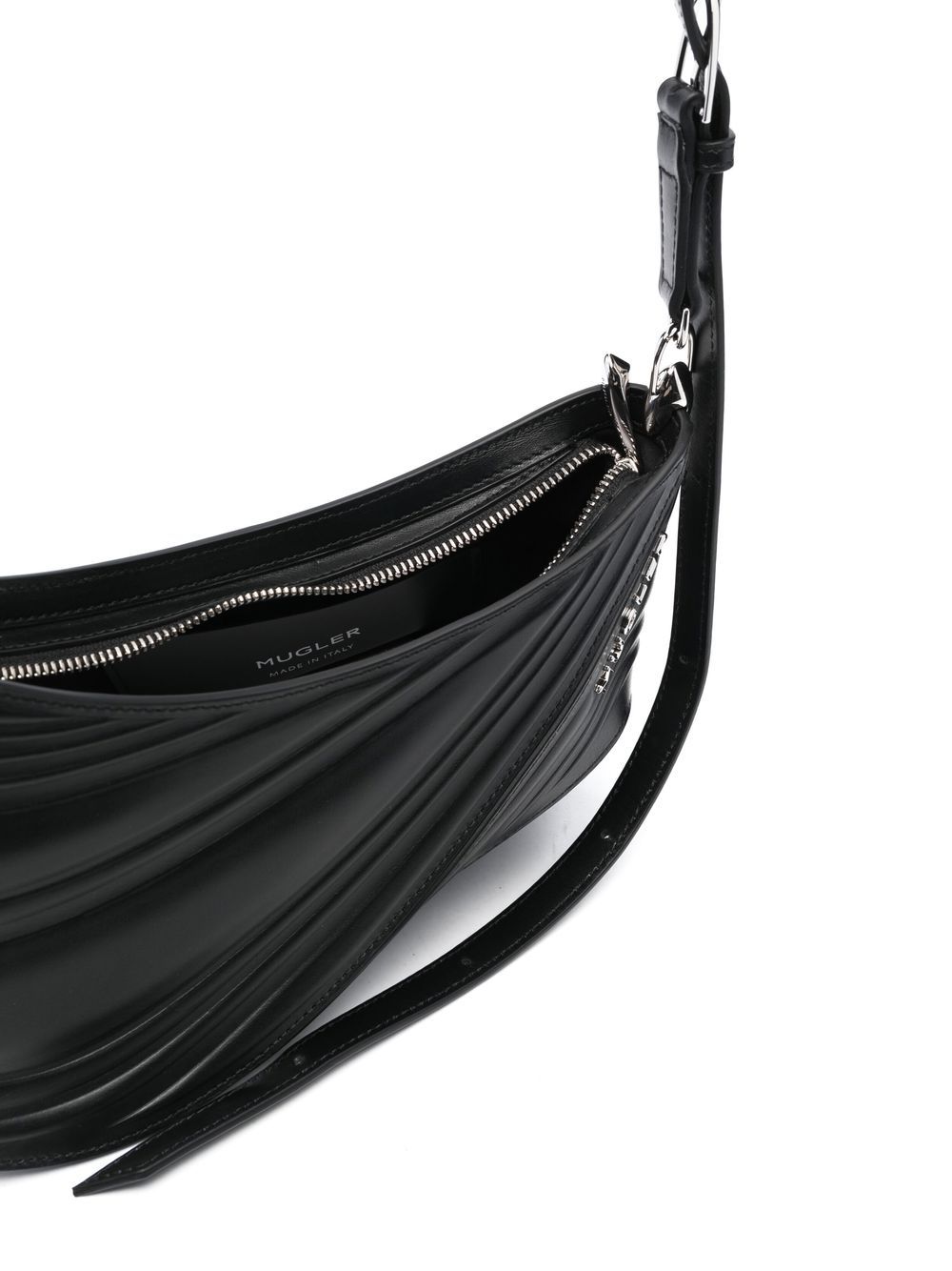 Shop Mugler Medium Spiral Curve 01 Embossed Crossbody Bag In Black