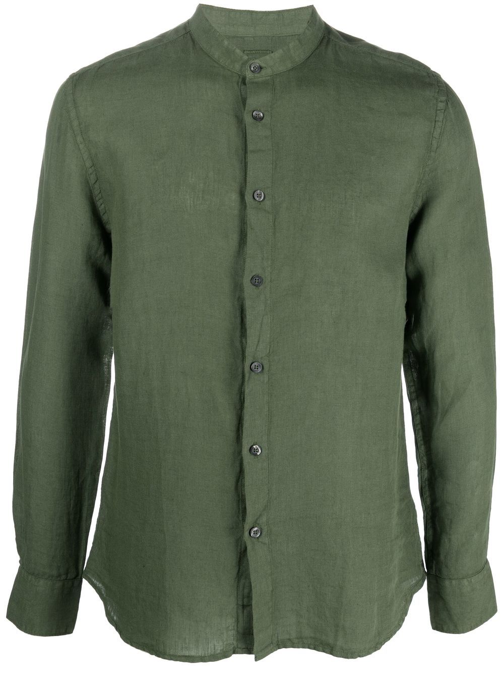 120% Lino band-collar Linen Shirt - Farfetch