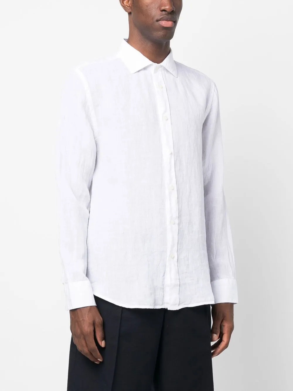 120 Lino spreadcollar Linen Shirt Farfetch
