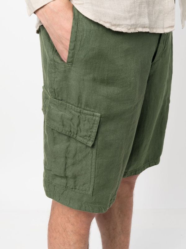 Olive Green - Linen - Cargo Shorts