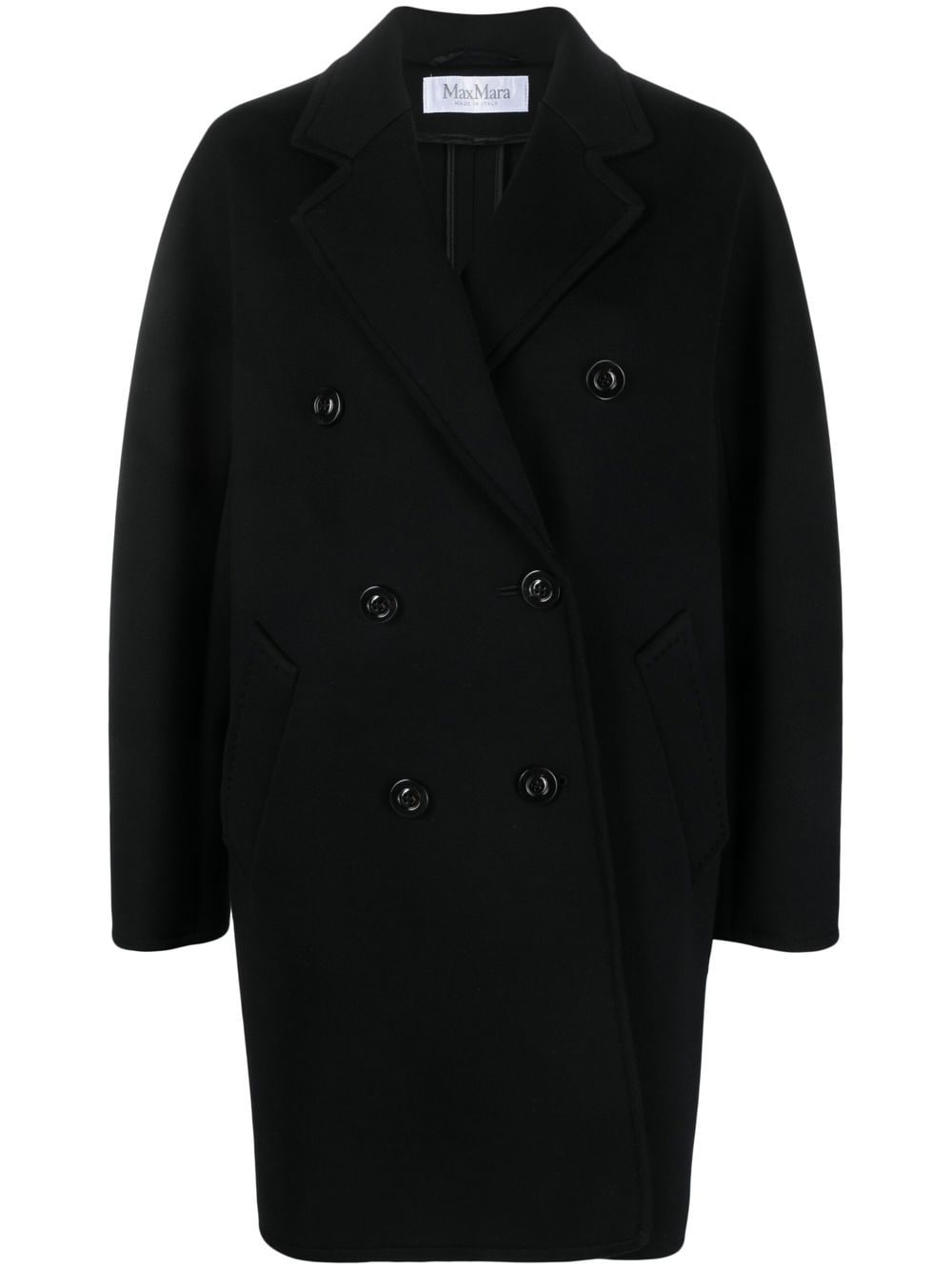 Max Mara Double-breasted Button-up Coat In Black