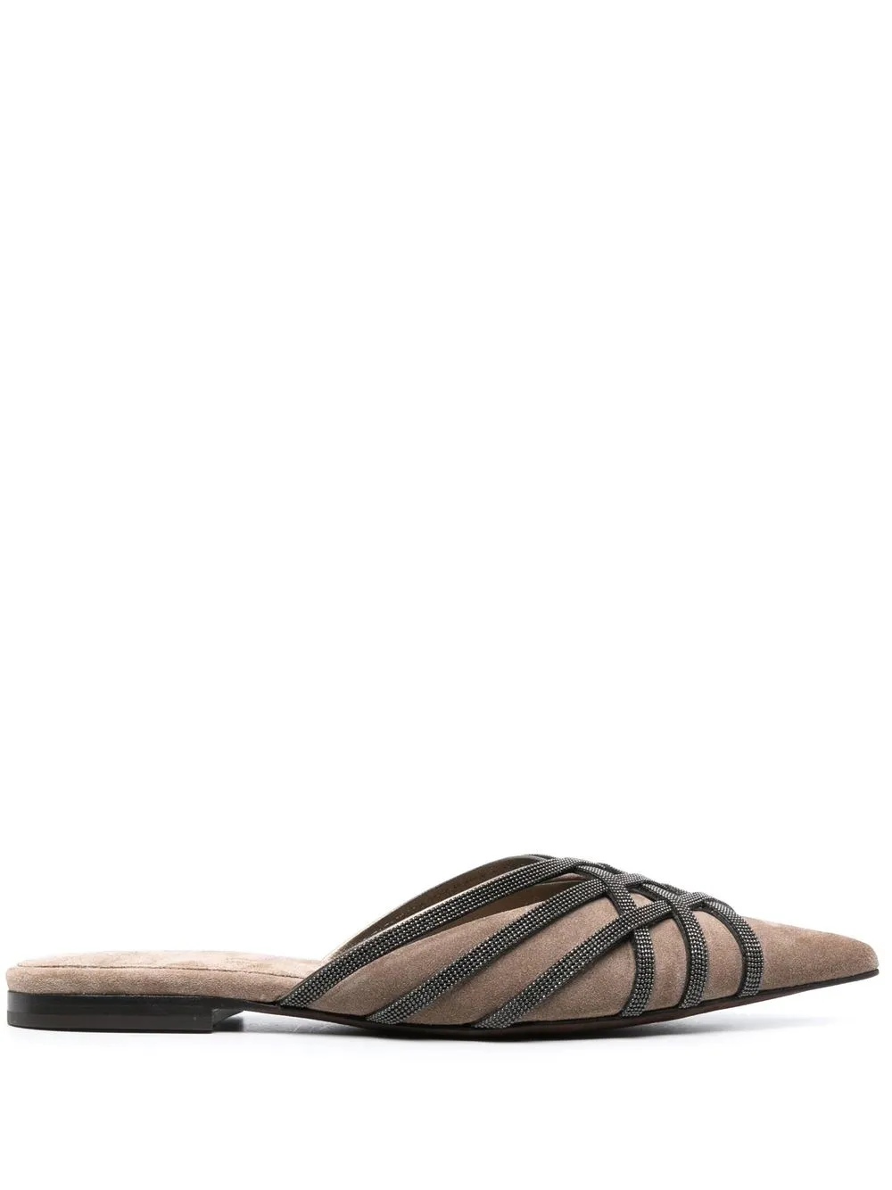 

Brunello Cucinelli metallic-detailed pointed-toe flats - Brown