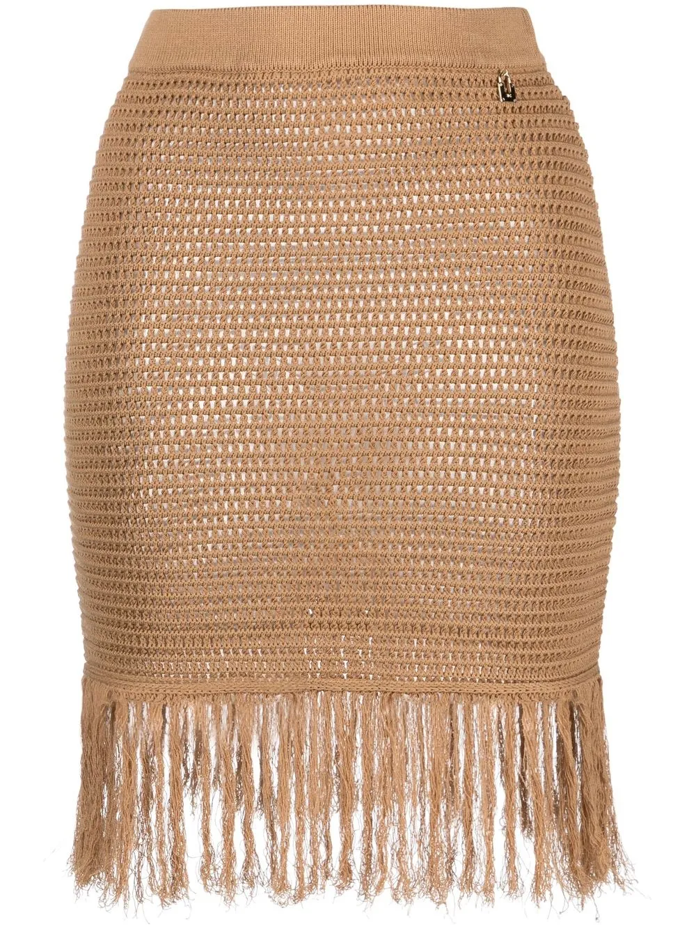 

Elisabetta Franchi frayed-hem knitted skirt - Brown