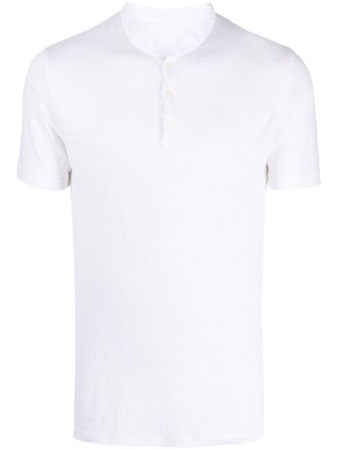 120% Lino band-collar linen T-shirt