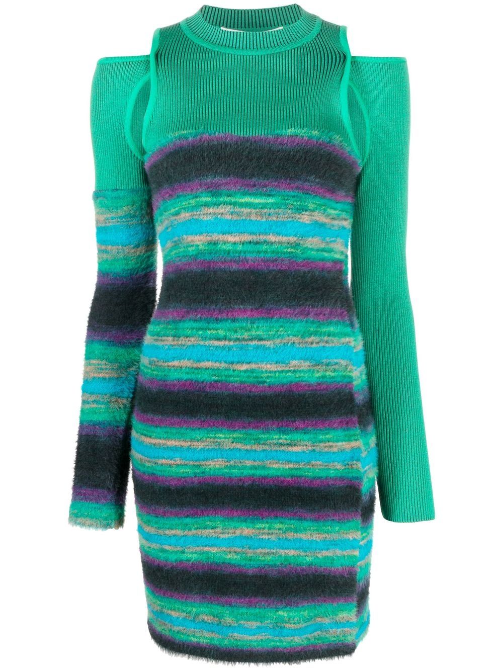 Andersson Bell stripe-pattern knitted dress - Green