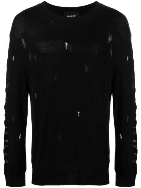 BARROW distressed-effect crew-neck jumper