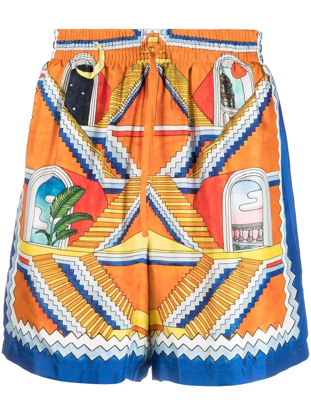 CASABLANCA GRAPHIC-PRINT SILK SHORTS