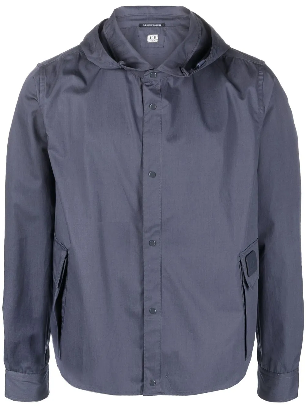 C.p. Company Hooded Cotton Shirt Jacket In Blue