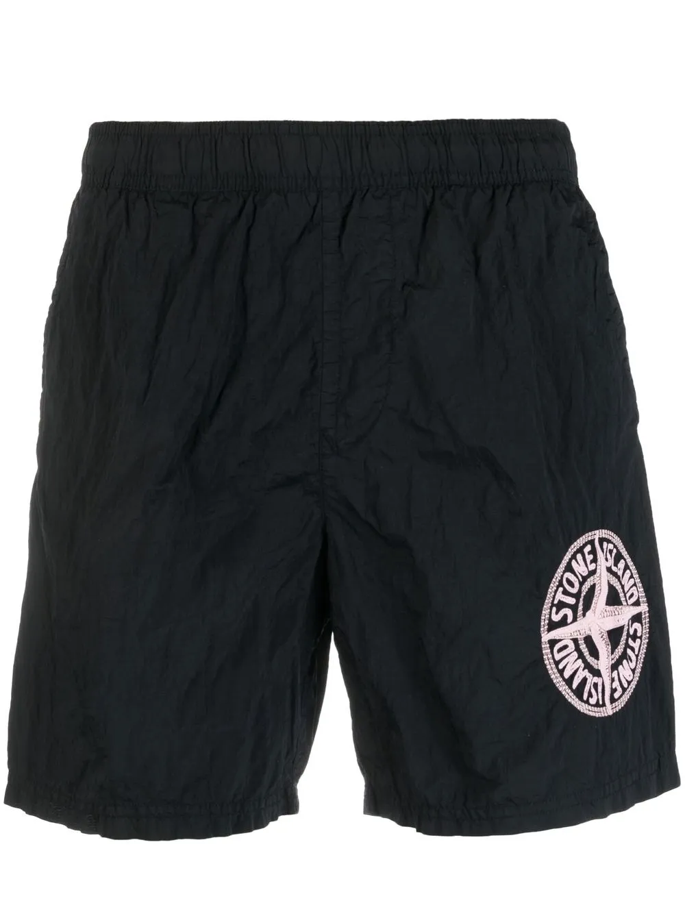 Stone Island Compass-embroidered Track Shorts In Blue