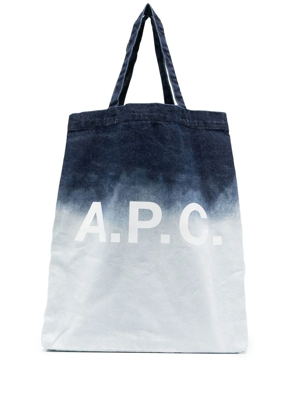 

A.P.C. logo-print bleached denim tote bag - Blue