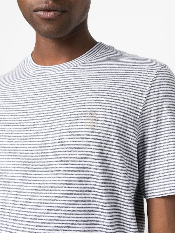 LINEN STRIPE CREW NECK TEE