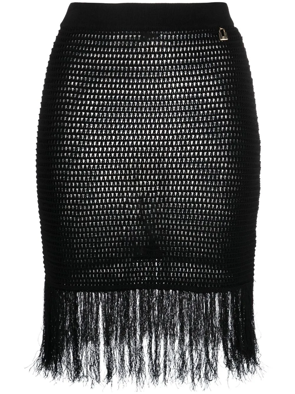 

Elisabetta Franchi frayed-hem knitted skirt - Black