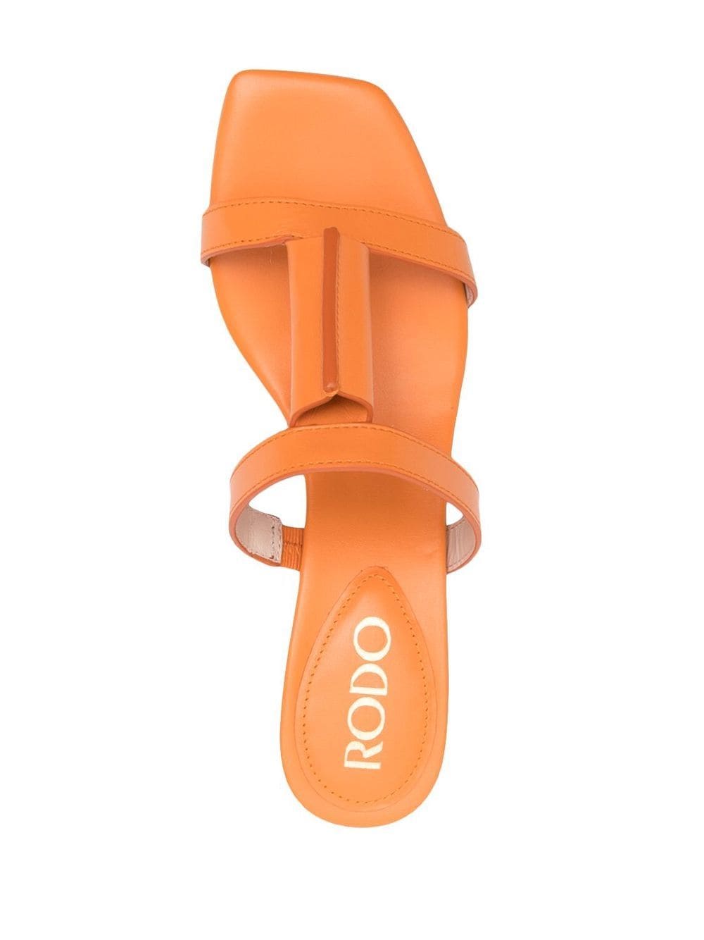Shop Rodo Open-toe Leather Mules In 橘色