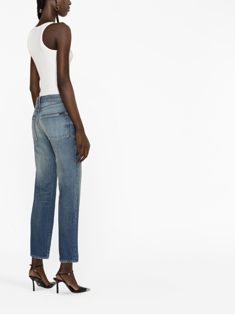 Shop Saint Laurent High-waisted Straight-leg Jeans In Blau