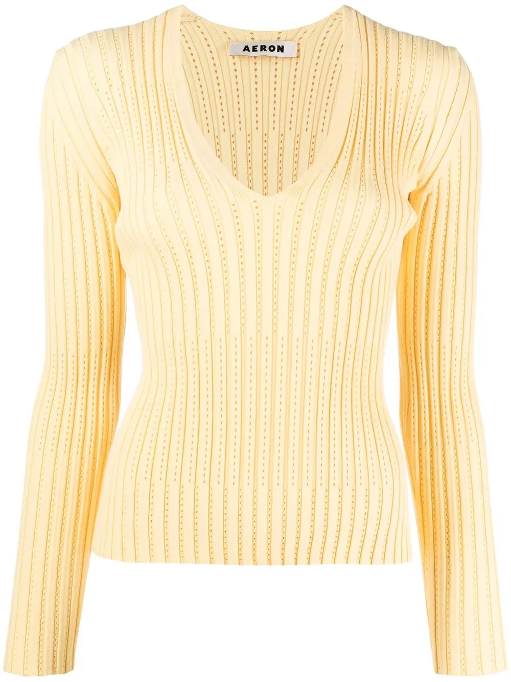 

AERON ribbed-knit V-neck jumper - Yellow