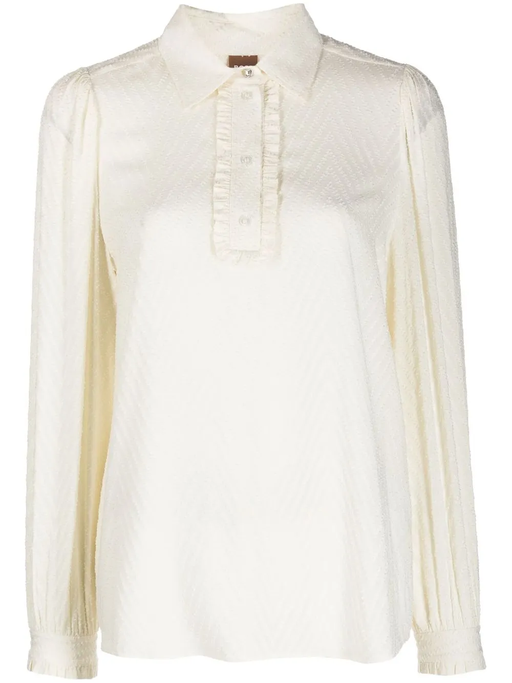 

BOSS button-placket long-sleeved blouse - Neutrals