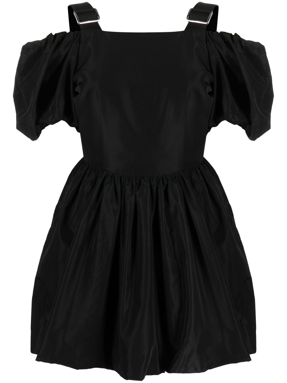 Shop Simone Rocha Cold-shoulder Puffball Minidress In Black