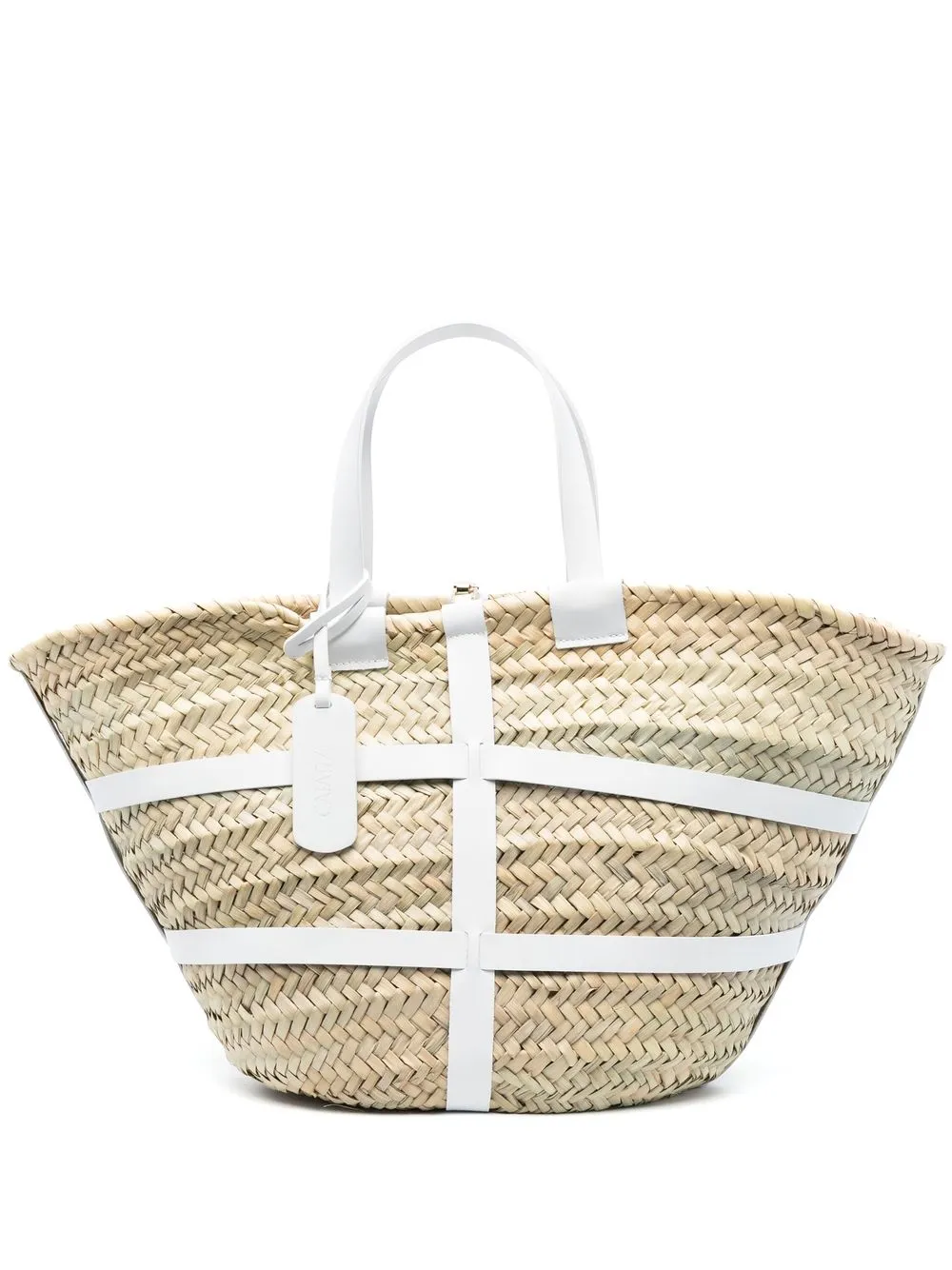 

catarzi wicker contrasting-strap tote bag - Neutrals