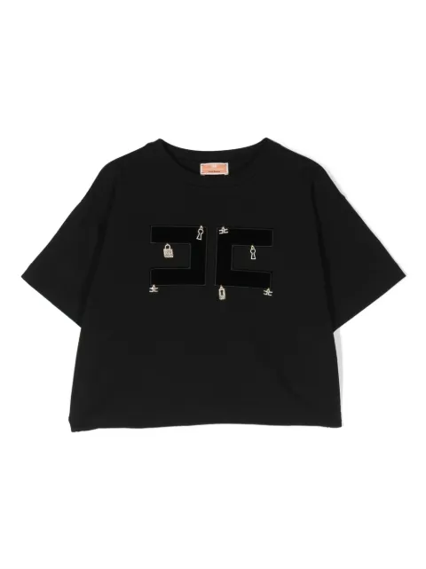 Elisabetta Franchi La Mia Bambina - logo-patch stretch-cotton T-shirt