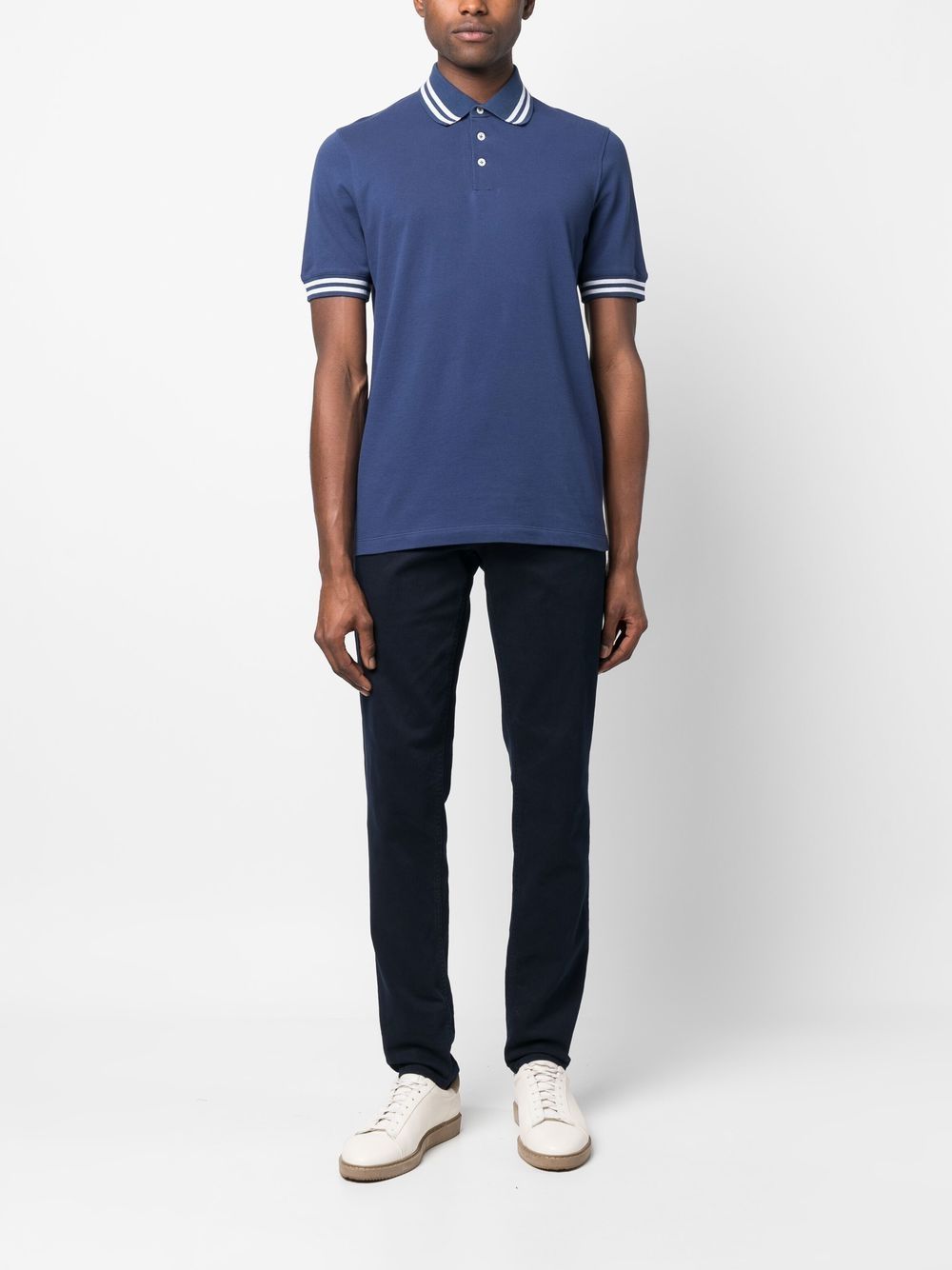 Brunello Cucinelli Poloshirt met contrasterende afwerking - Blauw