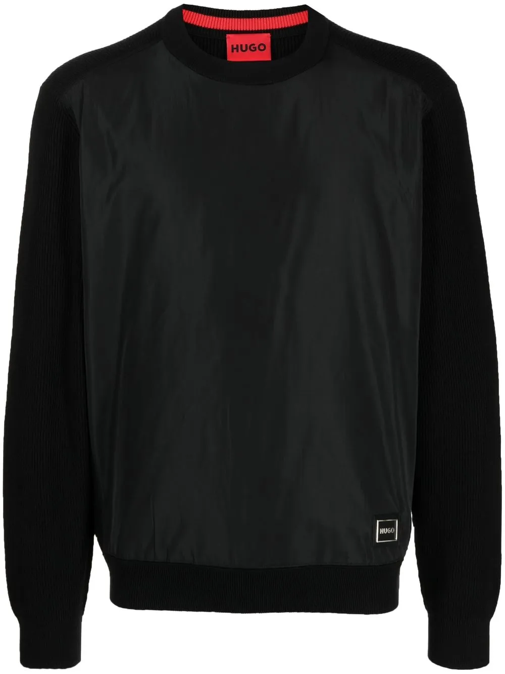 

HUGO logo-patch crew neck jumper - Black