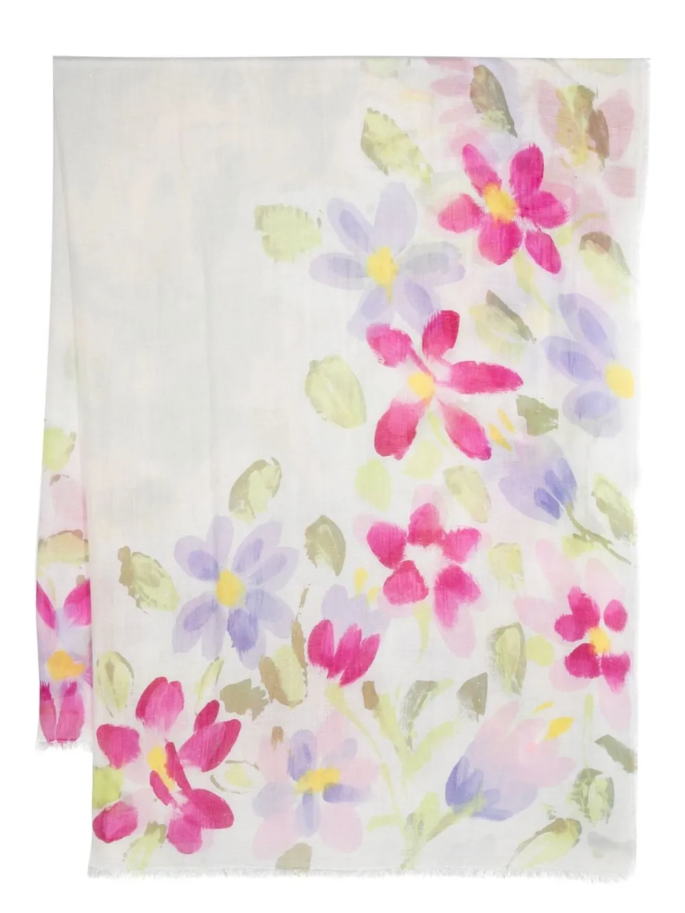 

Faliero Sarti floral-print frayed scarf - White