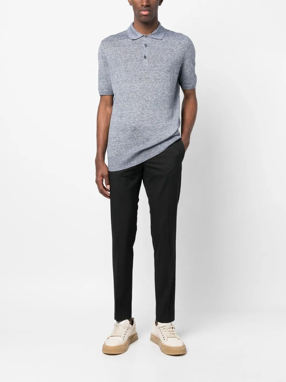 Drumohr Fijngebreid poloshirt - Blauw