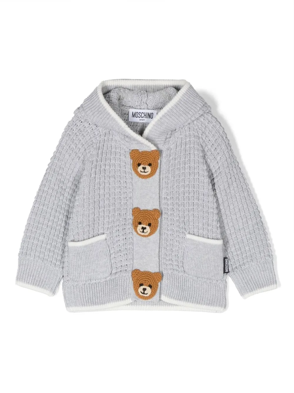 Moschino Kids cable-knit teddy-button cardigan - Grey