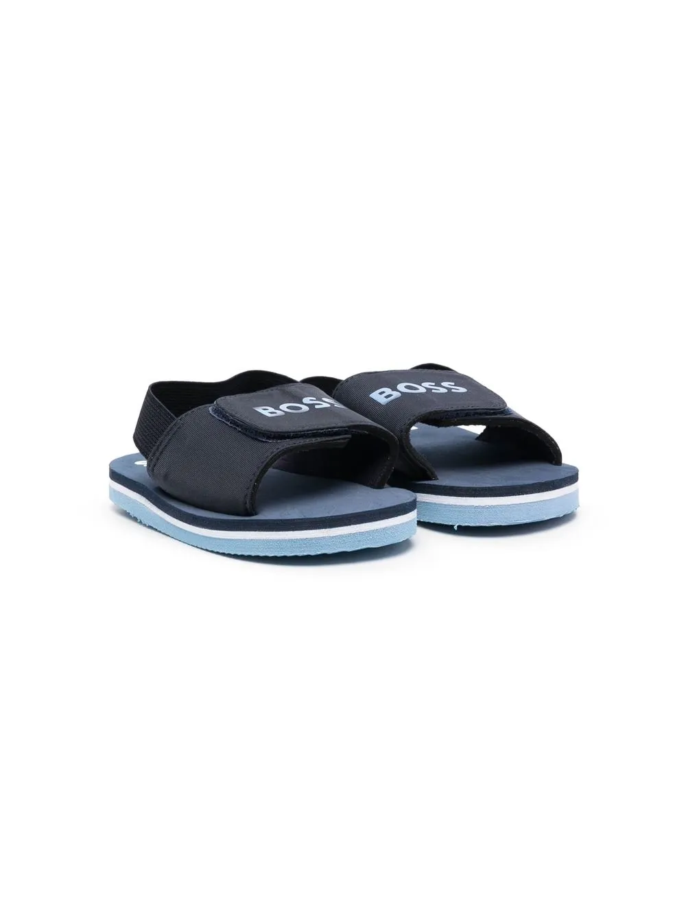 Bosswear Kids' Logo-print Slingback Sandals In Blue