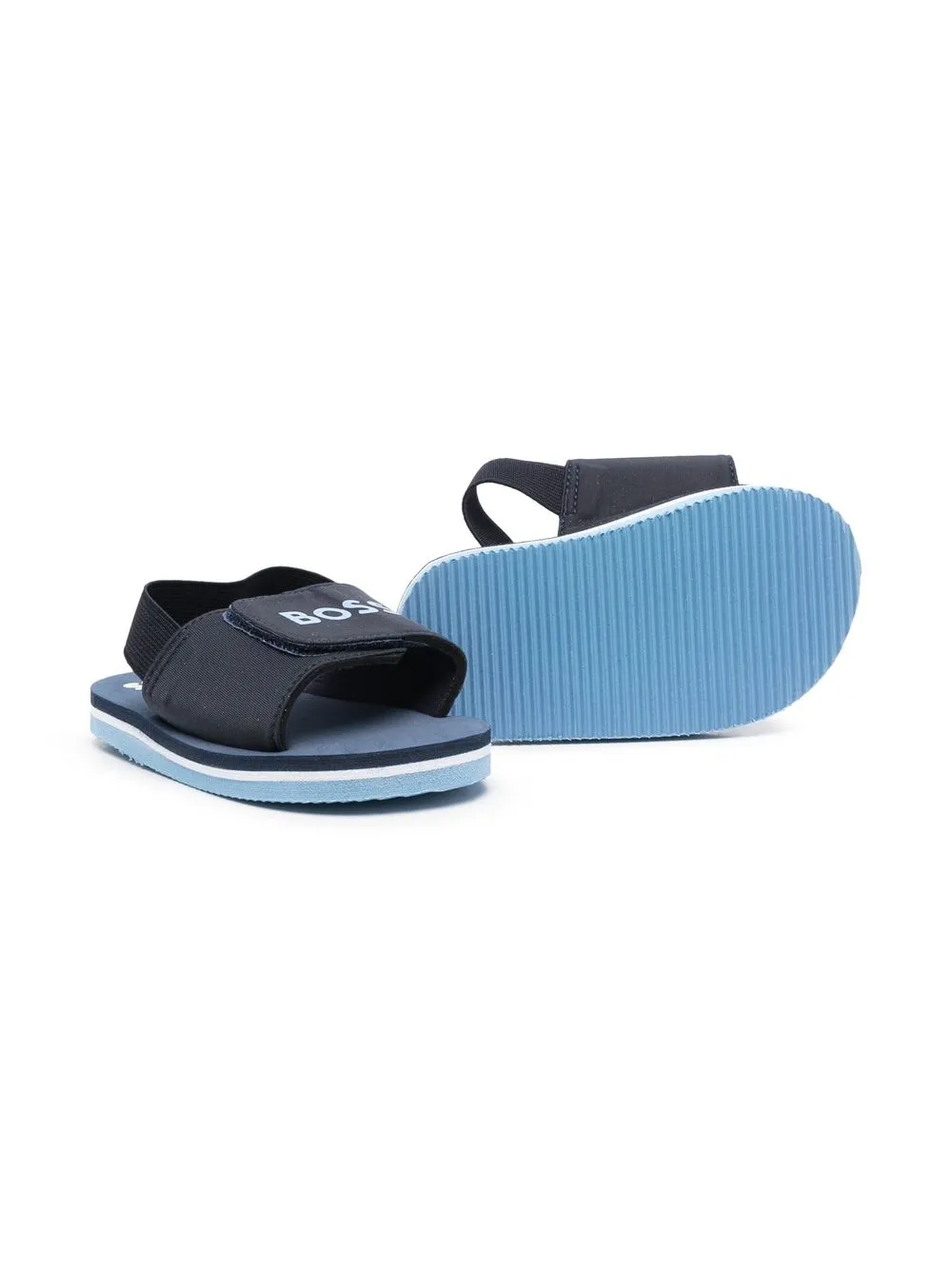 BOSS Kidswear Sandalen met logoprint - Blauw