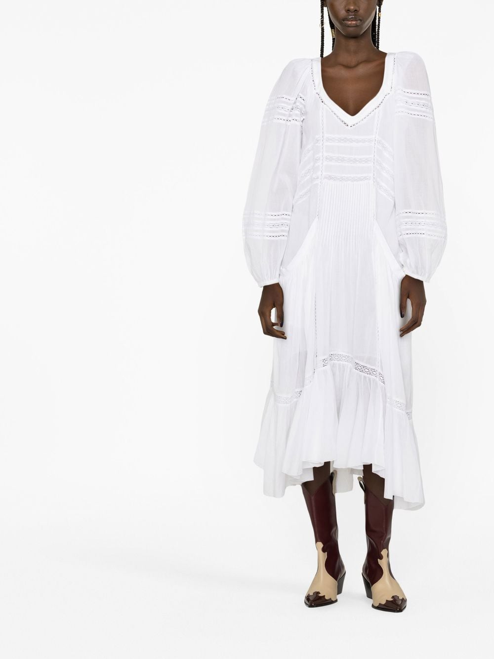 Shop Isabel Marant Étoile Melia Cotton Midi Dress In White