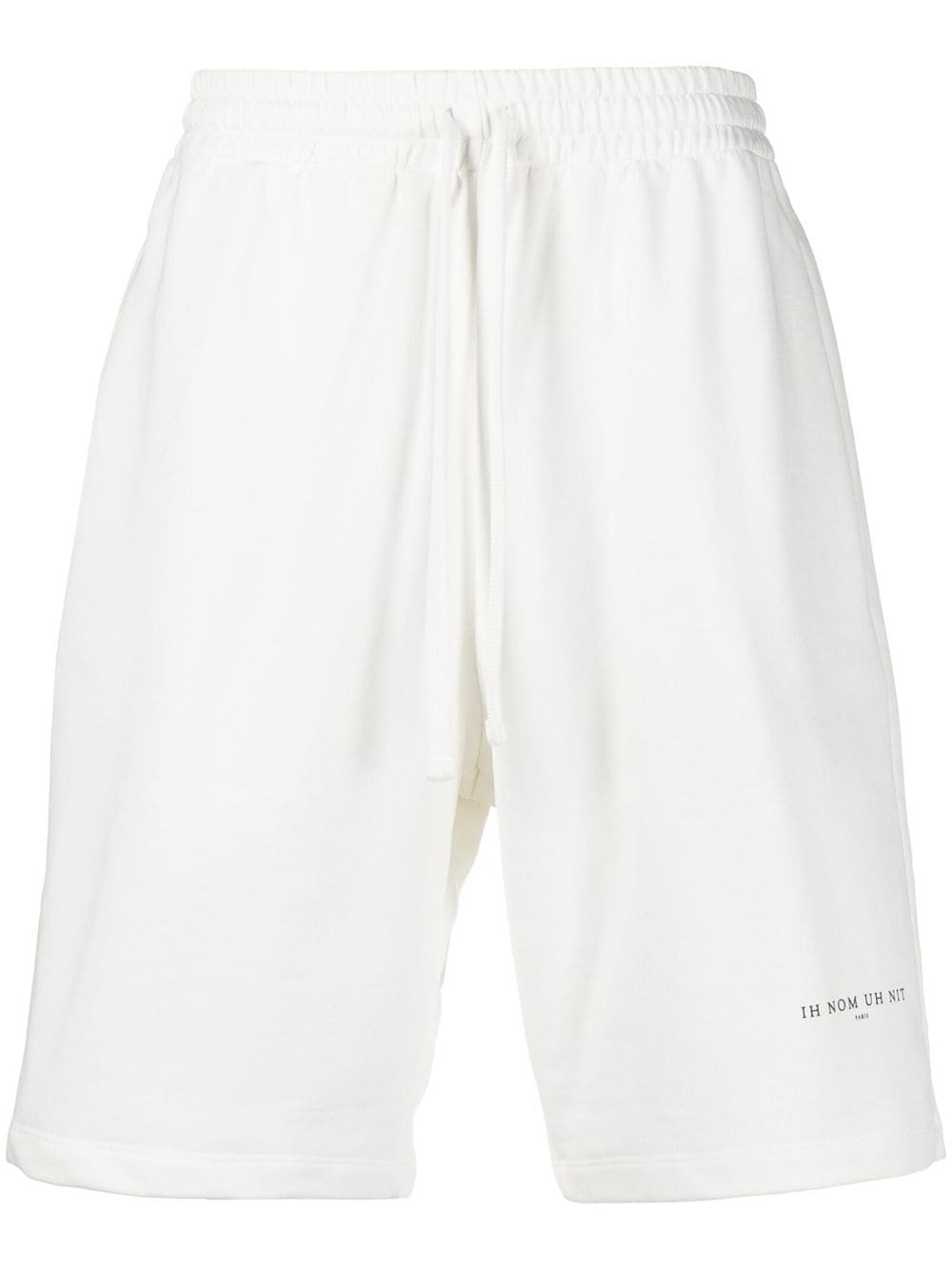 Ih Nom Uh Nit Elasticated-waist Cotton Bermuda In White