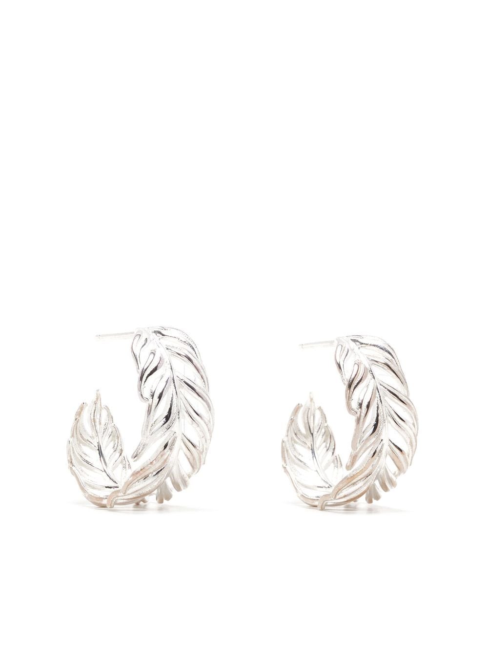 DOWER AND HALL Angel feather silver hoops