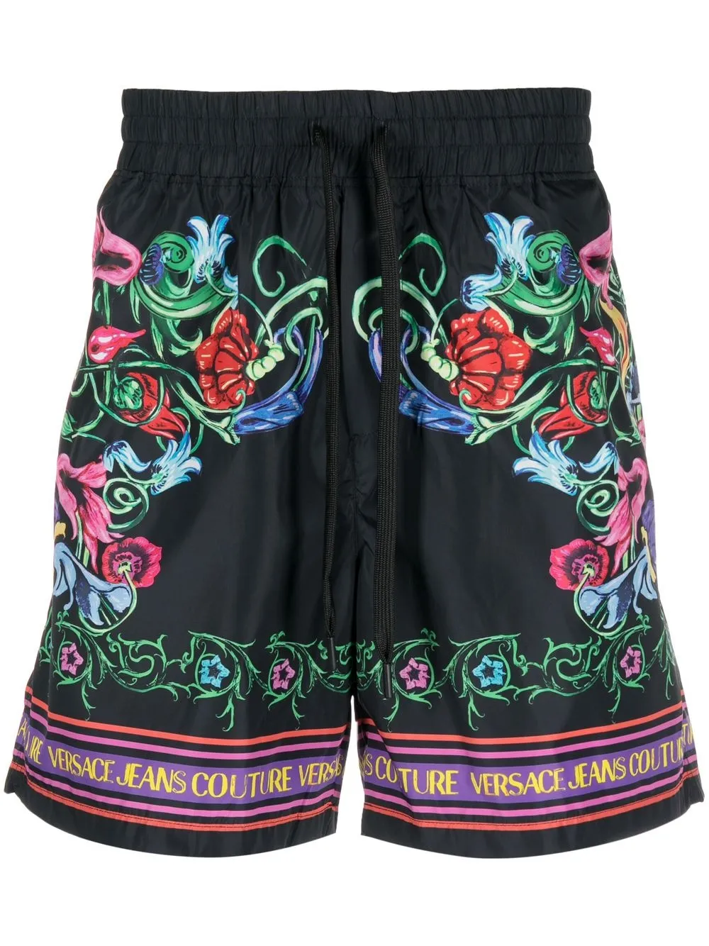 

Versace Jeans Couture floral-print drawstring shorts - Black