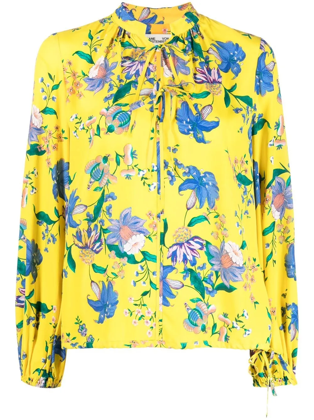 Shop Diane Von Furstenberg Floral-print Chiffon Blouse In Yellow