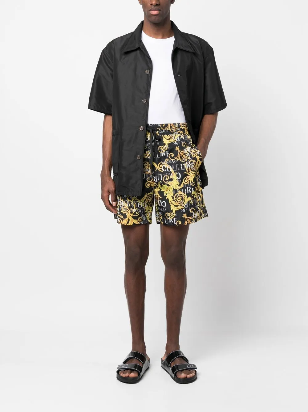 Versace Jeans Couture Shorts met barokprint - Zwart