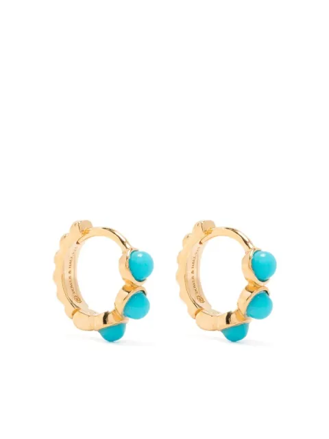 DOWER AND HALL turquoise-embellished huggie hoops
