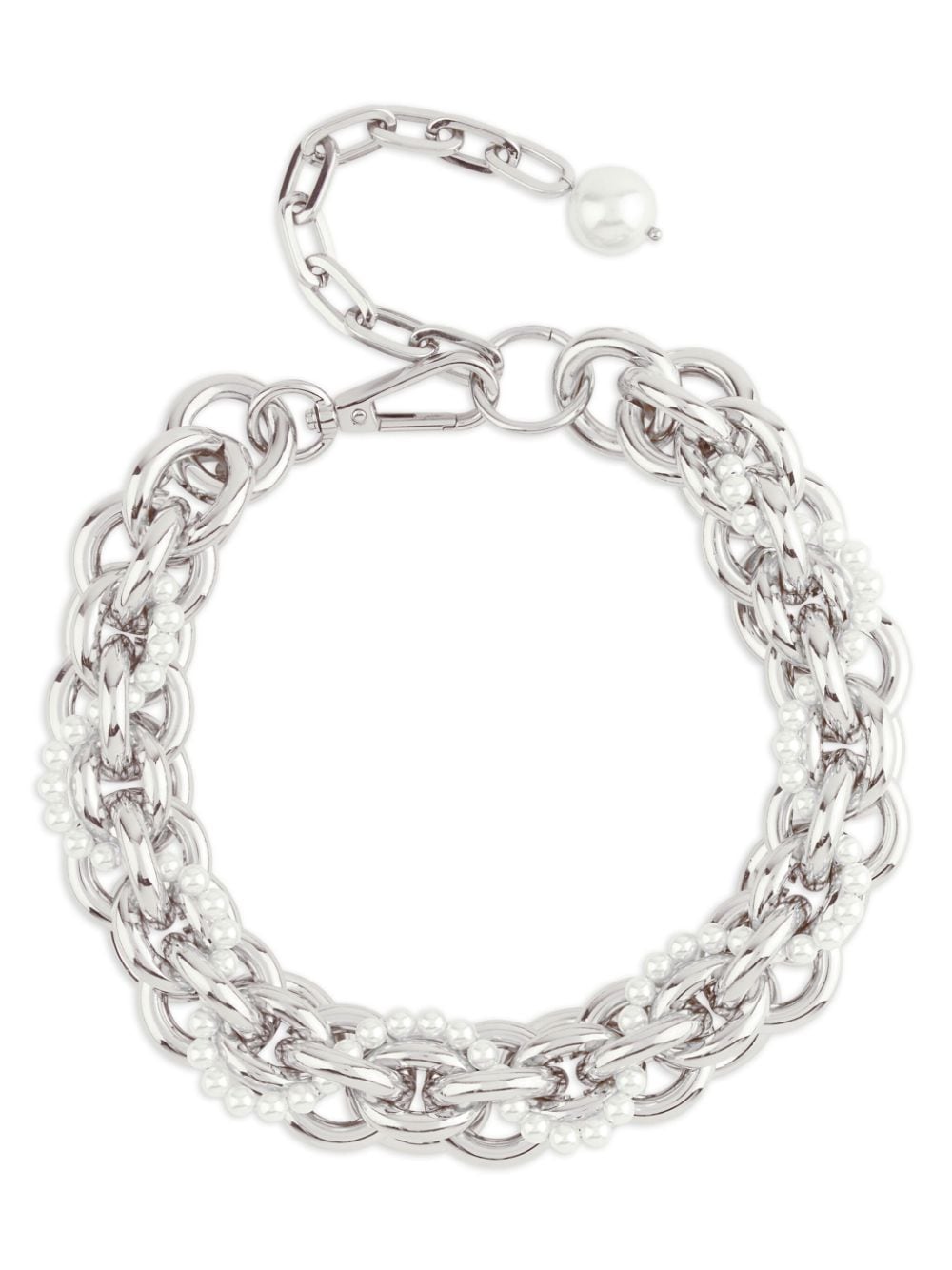 Simone Rocha Faux-pearl Chain-link Choker Necklace In Silver