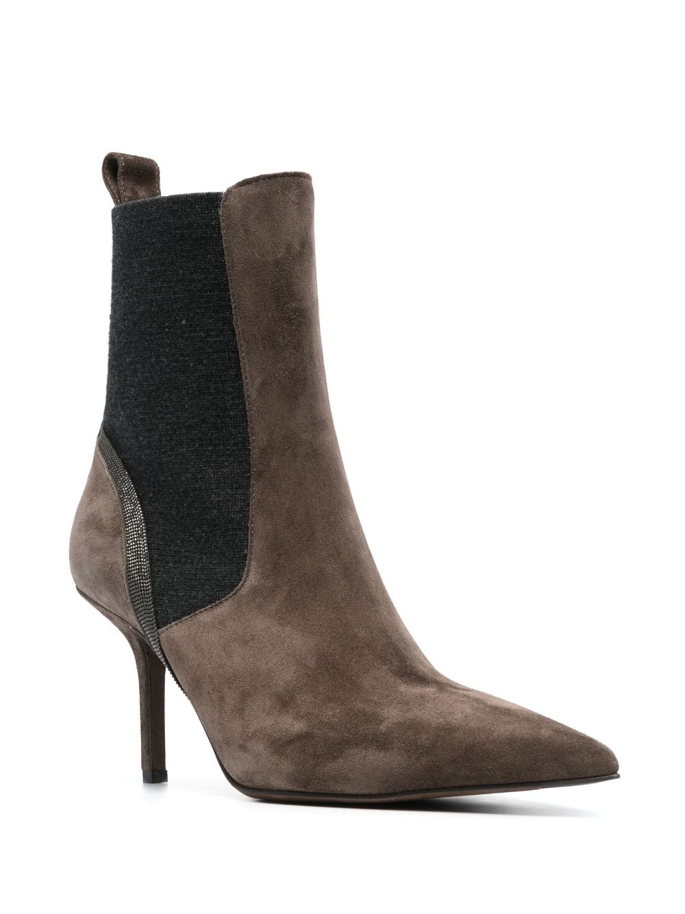 Shop Brunello Cucinelli Monili-embellished 90mm Ankle Boots In Brown