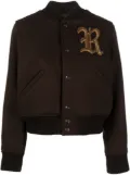 Polo Ralph Lauren logo-patch button-up bomber jacket - Brown